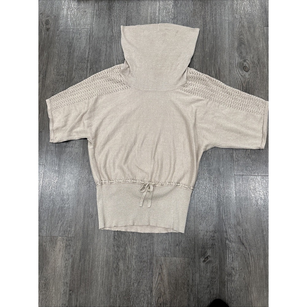 Pina Rossi Gold Silver Glitter Tunic Sweater Cowl Neck Size L